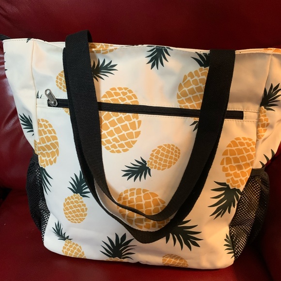 New! ETidy Large Foldable Pineapple Beach Bag Tote W/Pouch Waterproof Sandproof - Picture 4 of 14